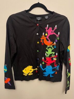 NWT Vintage Christine Rotelli Frog Snap Close Cardigan Women's Size Small